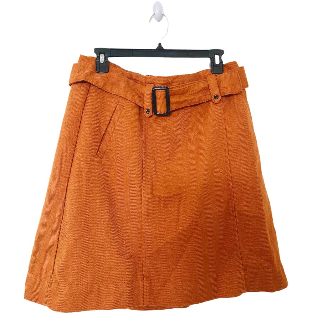 Merona Skirt Womens Size 12 Orange Wool Blend Lined Belted Knit